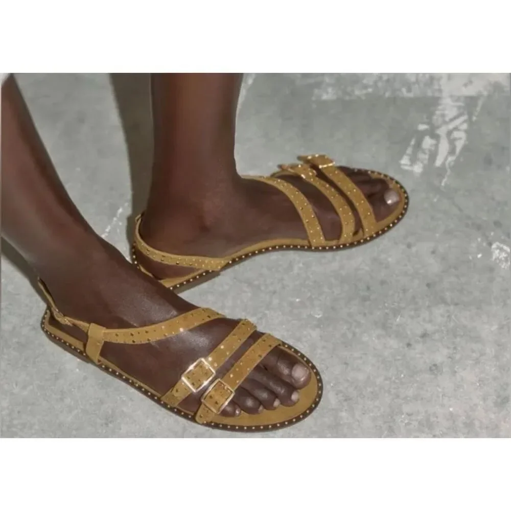 Zara Studded Suede Sandals - Picture 4 of 8
